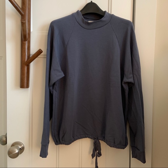 Madewell MWL Mockneck Drawstring Sweatshirt Blue - Picture 2 of 7